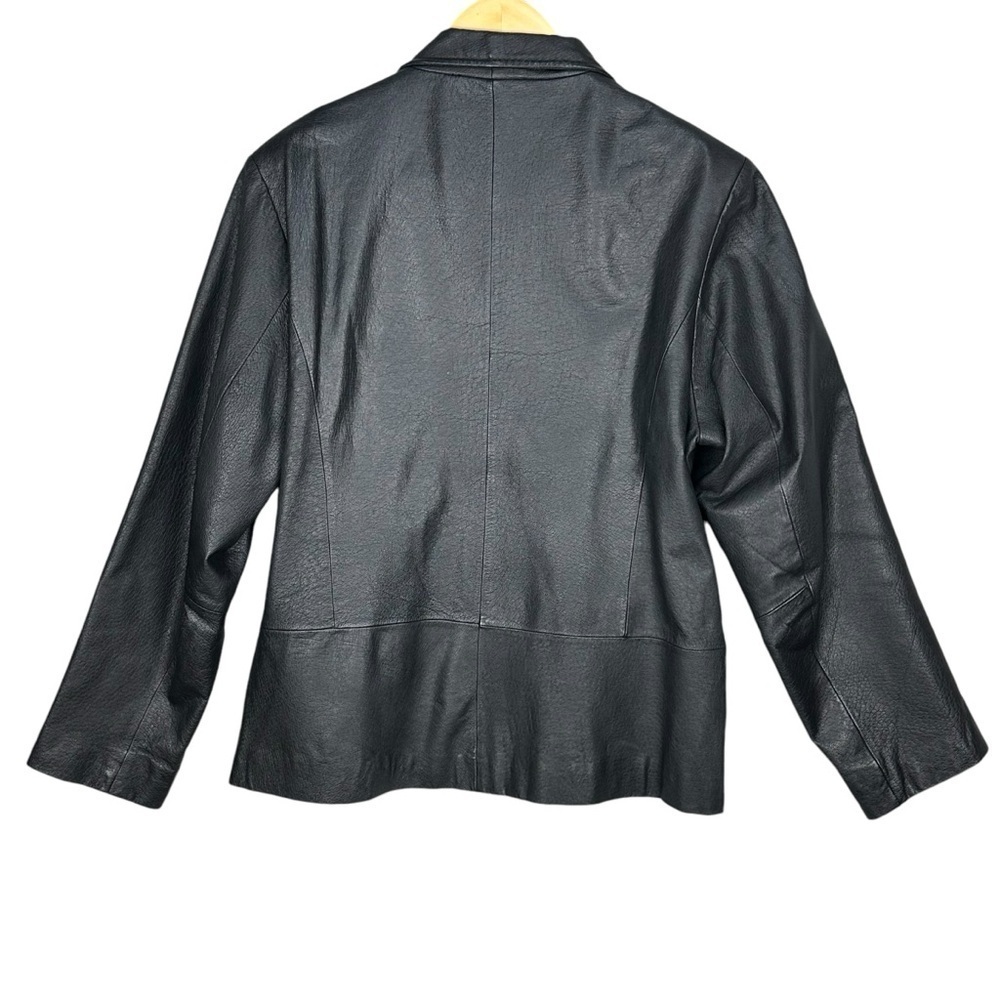 Bagatelle Womens Jacket Large Black Genuine Leather Button Up Classic Overcoat - Picture 2 of 9
